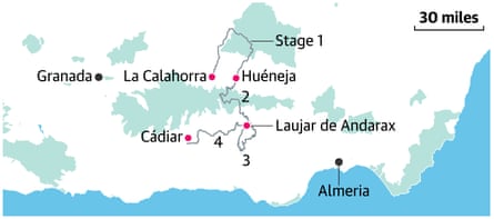 Travel map of bike ride route