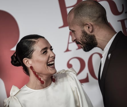Jessie Ware and husband Sam Burrows attend The BRIT Awards 2018 held at The O2 Arena on February 21, 2018