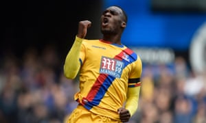 Crystal Palace’s Christian Benteke celebrates scoring their second goal.