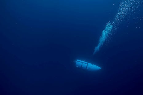 The Titan submersible operated by OceanGate Expeditions dives in an undated photographThe Titan submersible, operated by OceanGate Expeditions to explore the wreckage of the sunken SS Titanic off the coast of Newfoundland, dives in an undated photograph. OceanGate Expeditions/Handout via Reuters.