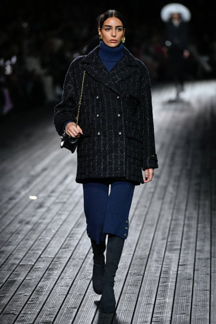 A model on the runway at Chanel show at Paris fashion week.