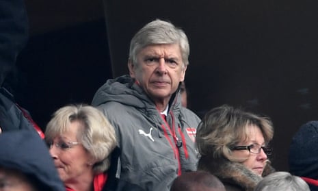 Arsène Wenger, the Arsenal manager, watches from the stands at the Emirates Stadium as his side beat Hull City 2-0 in the Premier League