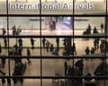 People arriving at Heathrow airport in London