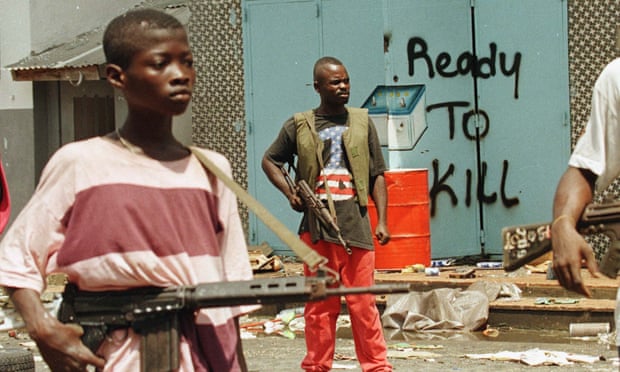 Child soldiers with the rebel faction Ulimo during the Liberian civil war.
