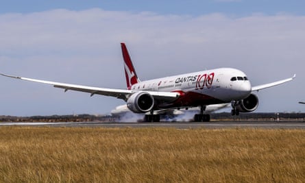 The Boeing 787-9 Dreamliner lands in Sydney on Friday.