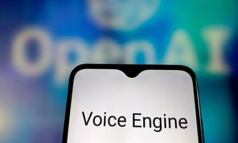 Smartphone displaying Voice Engine logo