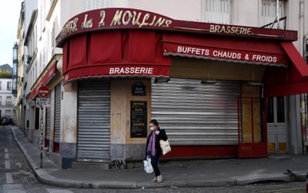 The shuttered Café des 2 Moulins in Montmartre, Paris