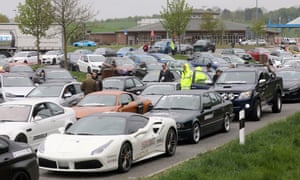 Cars detained by police at the Fuchsberg motorway service area near Wismar