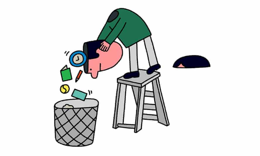 Spontaneity illustration - man emptying his head