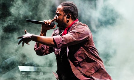 Kendrick Lamar on stage at Panorama NYC on Randall’s Island, New York in 2016.