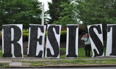Resist: a sign made by the Redneck Revolt group in Harrisburg.