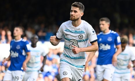 Chelsea's Jorginho celebrates after slotting home from the penalty spot to open the scoring.