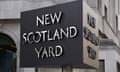 New Scotland Yard sign outside the Met police headquarters.