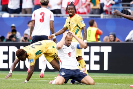 Harry Kane holds his head after missing a big chance against Ghana