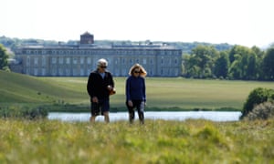 People take a walk in Petworth House and Park, following the outbreak of the coronavirus disease.
