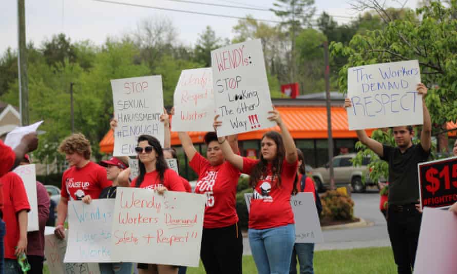 Striking Wendy’s workers demand respect in Weaverville, North Carolina.