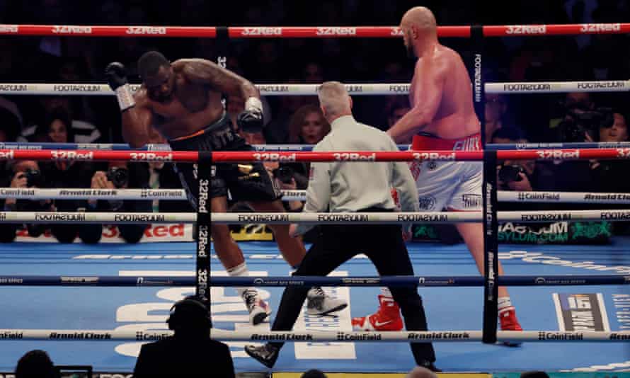 Tyson Fury knocking out Dillian Whyte at Wembley.