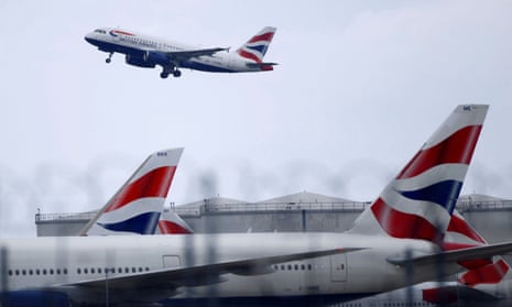 A BA plane takes off from Heathrow airport in London