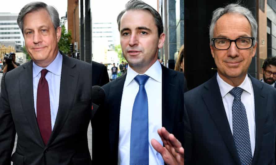 A composite file image showing Banking CEOs leaving the Royal Commission