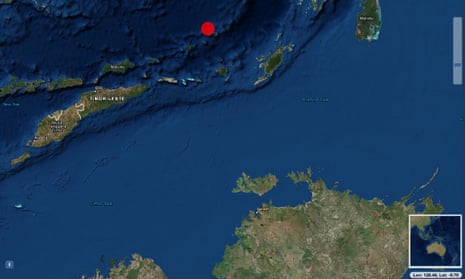 A map from Geoscience Australia shows the centre of the earthquake in the Banda Sea, north of Australia
