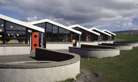 Hamnavoe primary school, whose series of little porches and enclosures provide shelter from the north Atlantic weather.