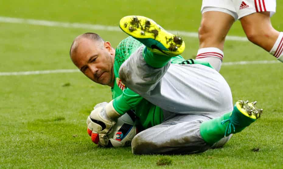Gabor Kiraly, wearing his muddy tracksuit bottoms, gathers the ball during Hungary’s 2-0 win over Austria at Euro 2016