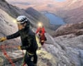 A person climbing a mountain.