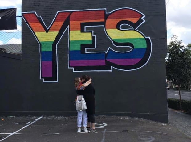 Dee Jefferson and her fiance, on the morning of the Sydney marriage equality rally.