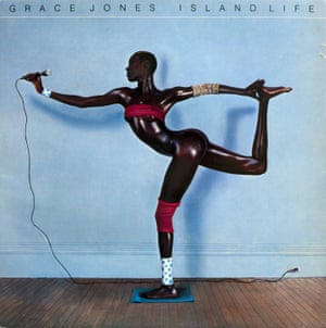 Grace Jones, Island Life, Island Records, France 1985Photography: Jean-Paul Goude Design: Greg Porto  Jones assigned her then-partner, Jean-Paul Goude, to create the cover image for Island Life. In what has become an iconic portrait, Goude compiled several separate snaps of Jones and constructed this lithesome and elegant, if anatomically dubious pose, all before Photoshop existed. “Unless you are extraordinarily supple, you cannot do this arabesque,” Goude has said. “The main point is that Grace couldn’t do it, and that’s the basis of my entire work: creating a credible illusion.”