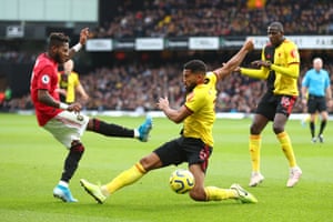 Adrian Mariappa of Watford gets thwacked with the ball.