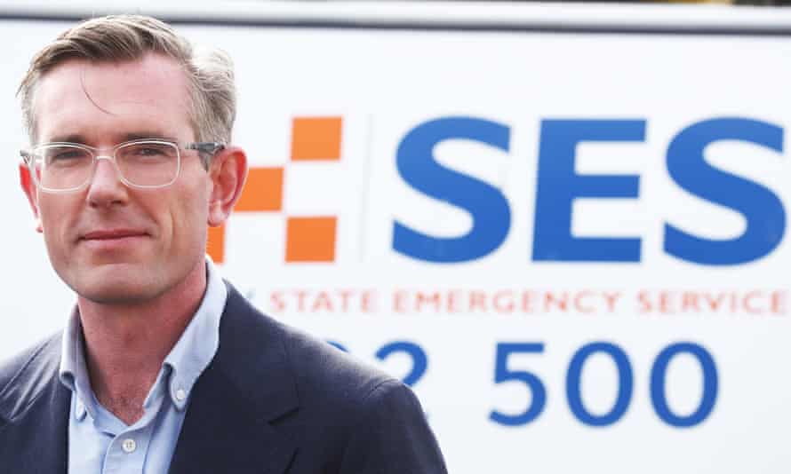 NSW Premier Dominic Perrottet during an announcement at the NSW SES Incident Control Centre in Lismore