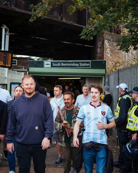 West Ham fans come out of South Bermondsey station