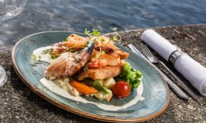 Plate of seafood at XL Diner in Ã
lesund.