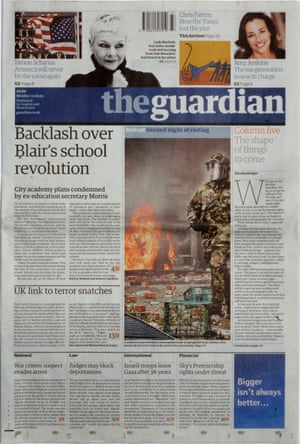 Guardian front page: 'Backlash over Blair's school revolution'