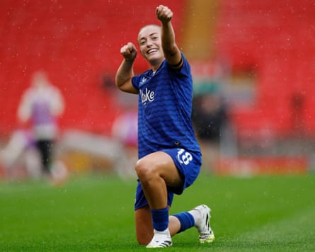 Ornella Vignola celebrates her third goal for Everton
