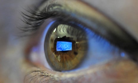 Skype logo reflected in eye