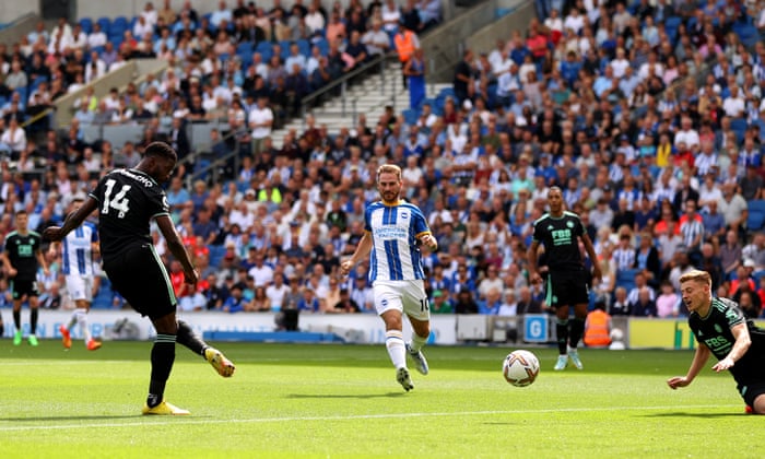 Leicester City's Kelechi Iheanacho scores his first goal.
