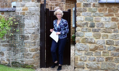 Andrea Leadsom outside her home yesterday
