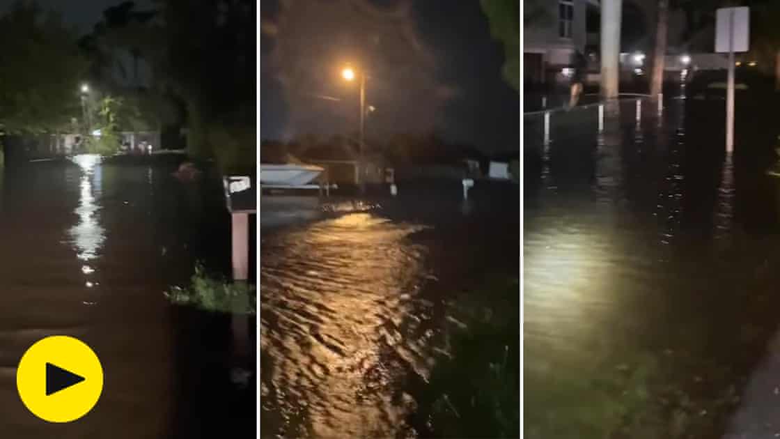 Florida police capture footage of flooding from Hurricane Milton – video