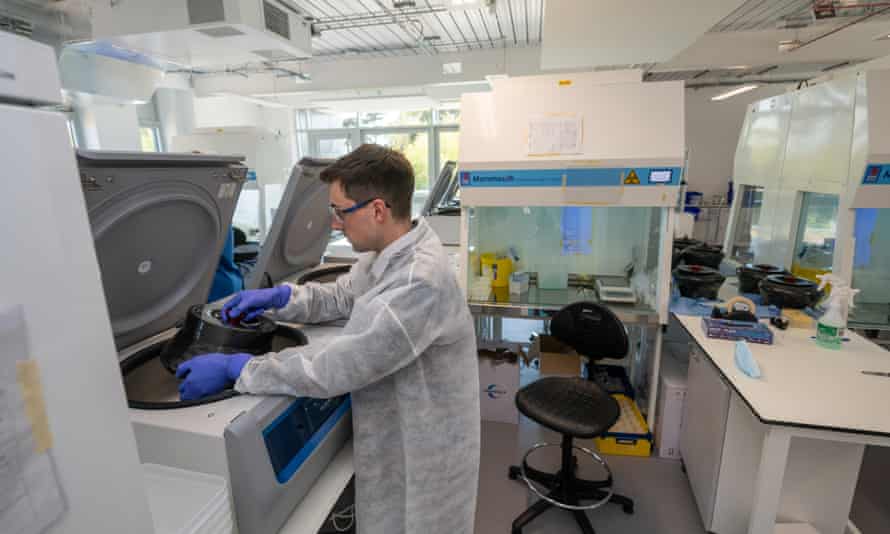 A scientist tests wastewater samples in the Exeter laboratory.