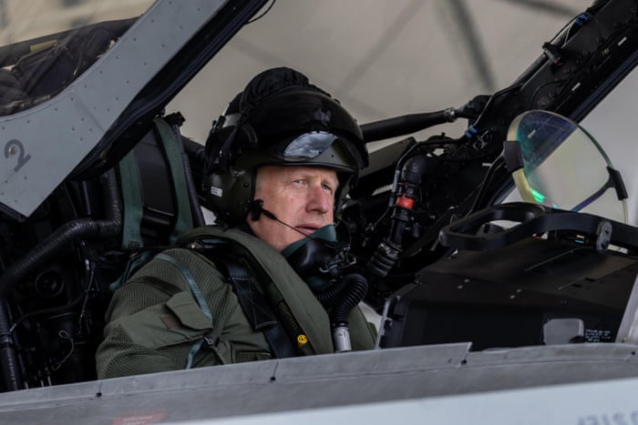 Boris Johnson in an RAF Typhoon fighter jet at the weekend.