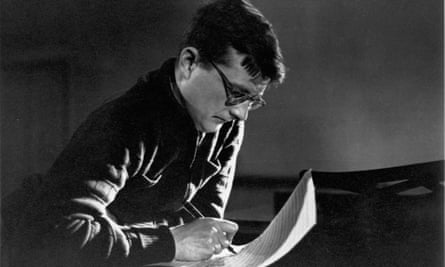 Dmitri Shostakovich composing, c. 1940s.