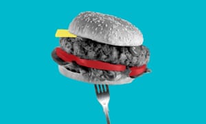 A burger on a fork
