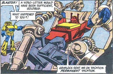 ‘The plots were full of holes’… a scene from the Transformers comic.