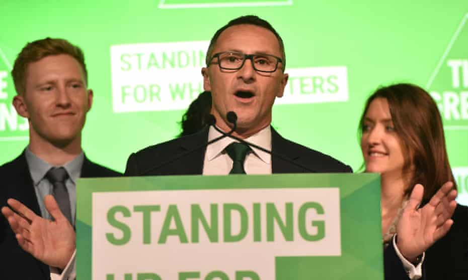 The Greens leader, Richard Di Natale, at his party’s campaign launch in Melbourne on Sunday. 
