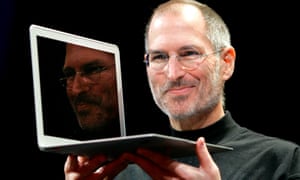 Steve Jobs holds up the new MacBook Air at a conference in 2008.