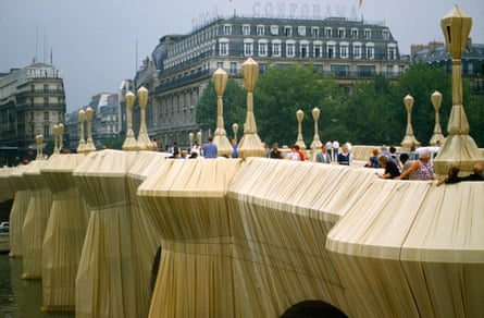 The artists wrapped the Pont Neuf bridge across the Seine in Paris in 1985
