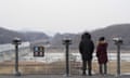 People look at North Korea from the Imjingak Pavilion in Paju