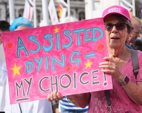 A campaigner in support of the assisted dying bill in Parliament Square, central London, before the debate on Friday.