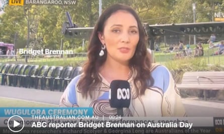 A screen grab from The Australian website of ABC journalist Bridget Brennan’s Australia Day coverage.